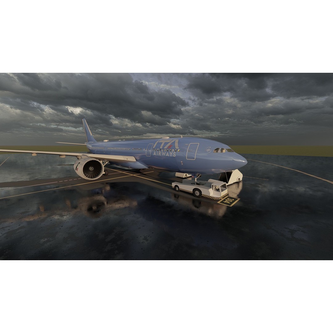 Airbus A330-202 3D Model – Detailed Aircraft Asset for Rendering - View 13