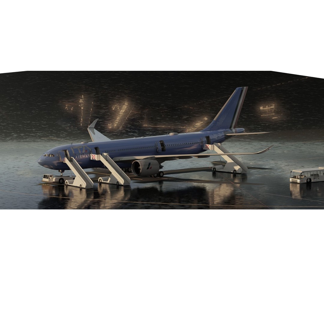 Airbus A330-202 3D Model – Detailed Aircraft Asset for Rendering - View 3