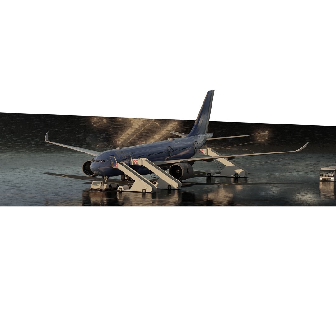 Airbus A330-202 3D Model – Detailed Aircraft Asset for Rendering - View 4