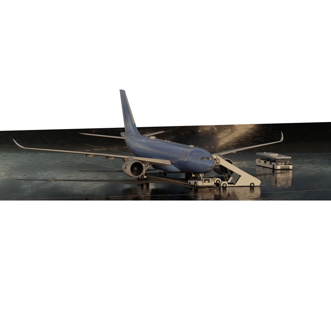 Airbus A330-202 3D Model – Detailed Aircraft Asset for Rendering - View 5
