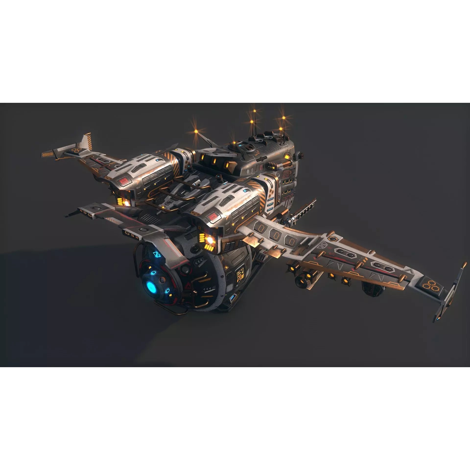 Space Ship 02 - Low-Poly Game-Ready 3D Model - View 11