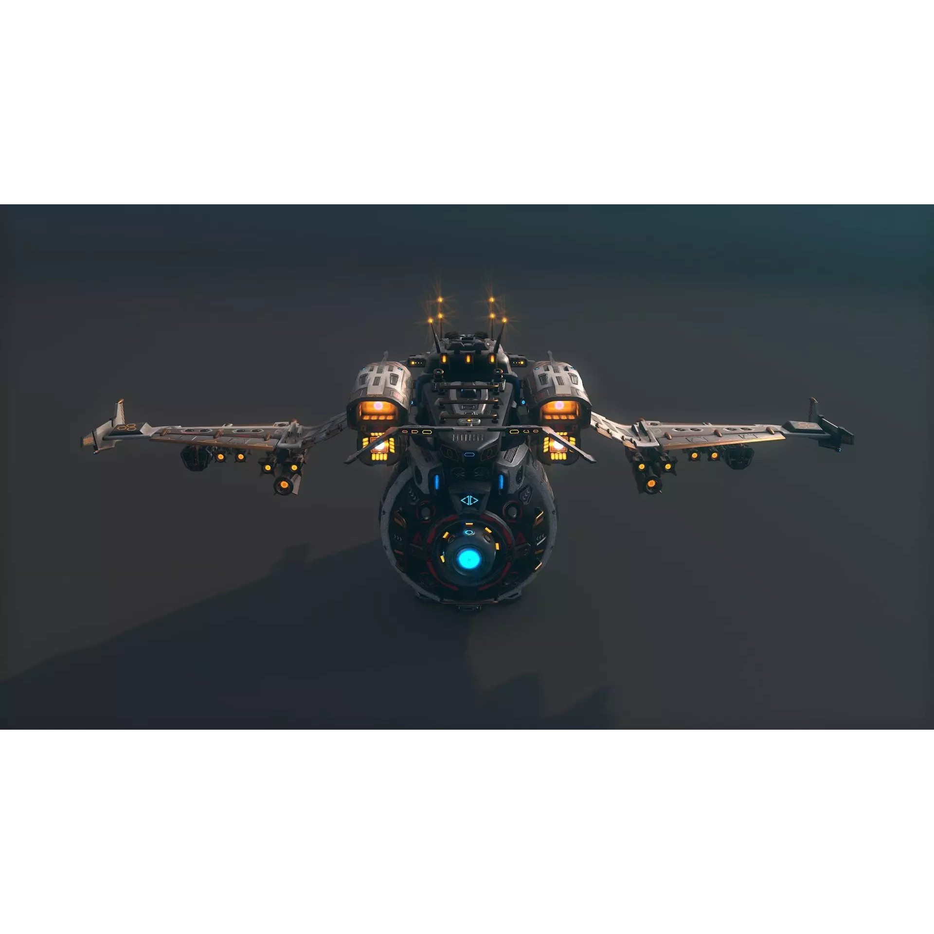 Space Ship 02 - Low-Poly Game-Ready 3D Model - View 12