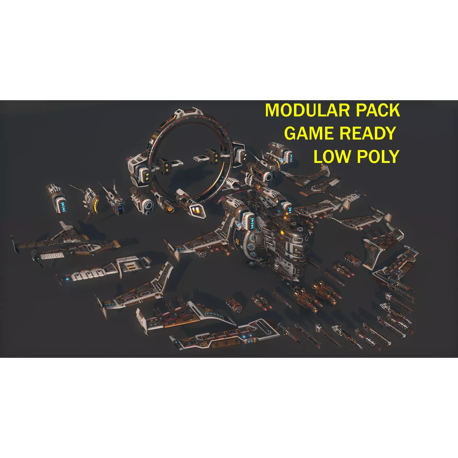 Space Ship 02 - Low-Poly Game-Ready 3D Model - View 2