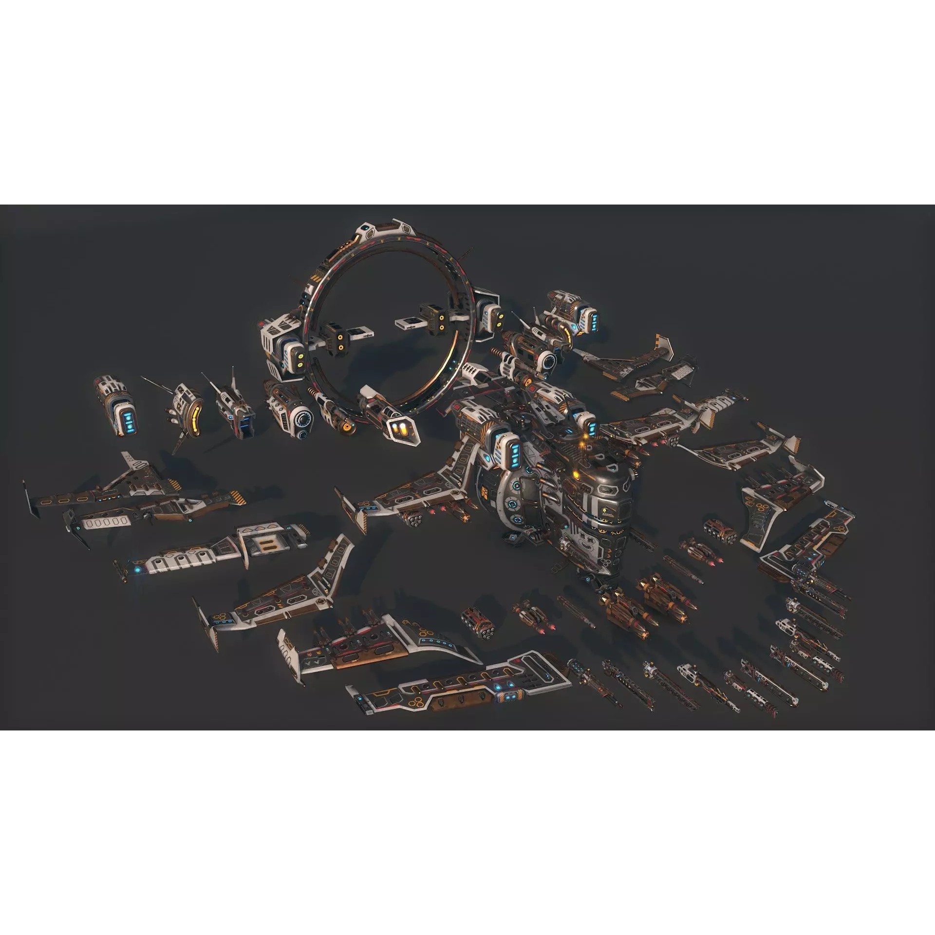 Space Ship 02 - Low-Poly Game-Ready 3D Model - View 3