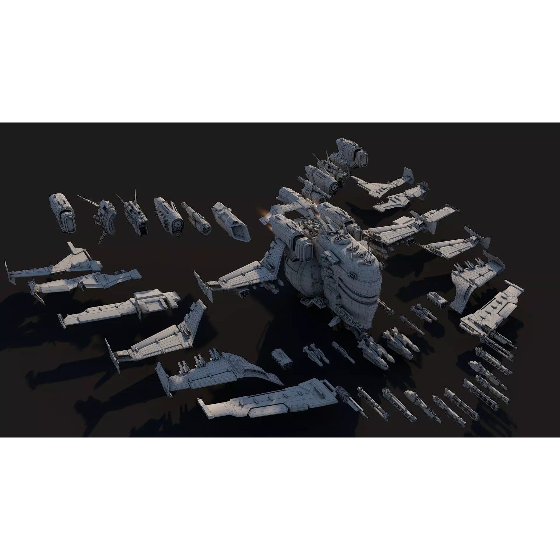 Space Ship 02 - Low-Poly Game-Ready 3D Model - View 5