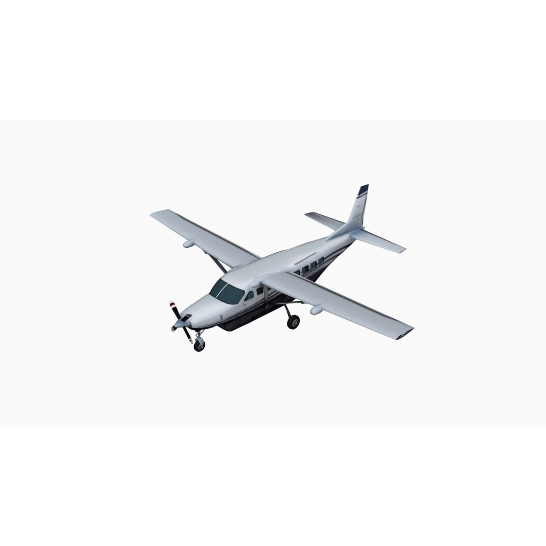 Cessna 208 Caravan 3D Model – Low Poly Game Asset, FBX, OBJ - View 3