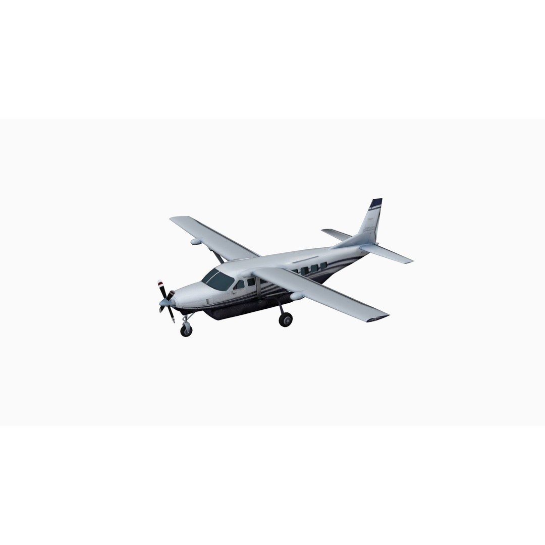 Cessna 208 Caravan 3D Model – Low Poly Game Asset, FBX, OBJ - View 4