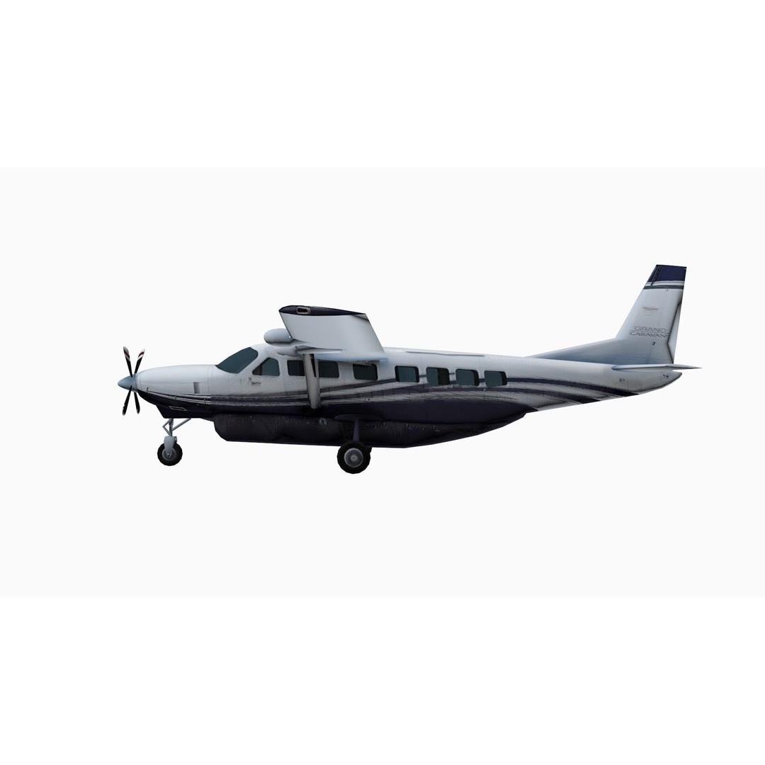 Cessna 208 Caravan 3D Model – Low Poly Game Asset, FBX, OBJ - View 6