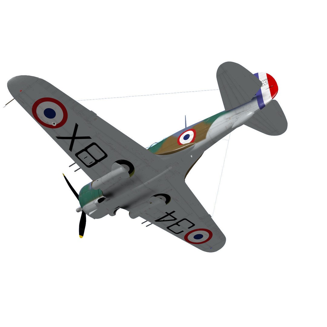Curtiss-Wright P-36 Hawk 75 A4 3D Model – High Poly Military Aircraft, FBX - View 10