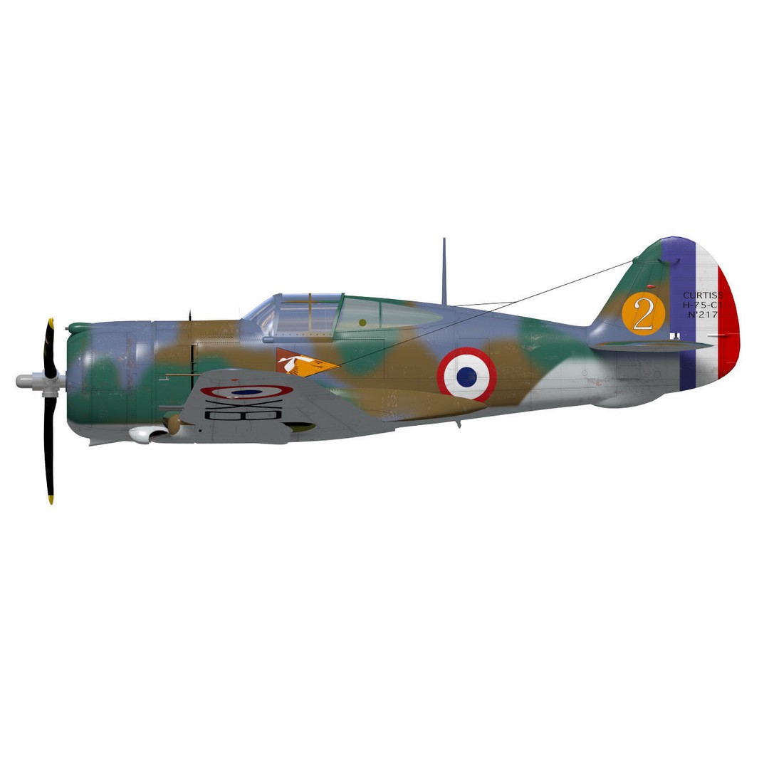 Curtiss-Wright P-36 Hawk 75 A4 3D Model – High Poly Military Aircraft, FBX - View 11
