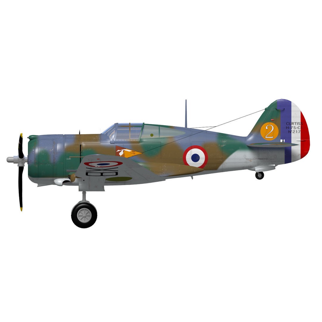 Curtiss-Wright P-36 Hawk 75 A4 3D Model – High Poly Military Aircraft, FBX - View 12