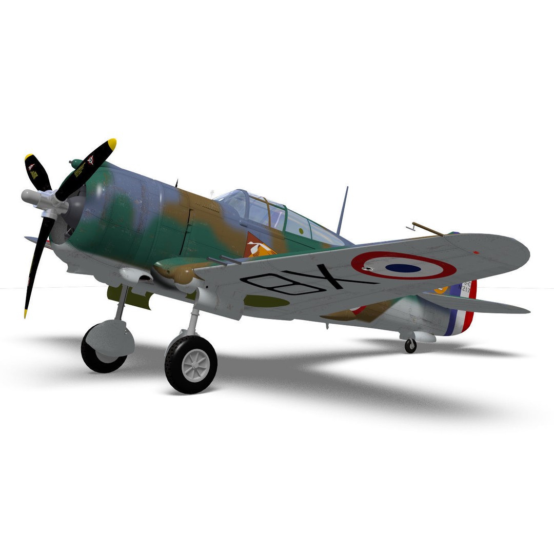 Curtiss-Wright P-36 Hawk 75 A4 3D Model – High Poly Military Aircraft, FBX - View 6