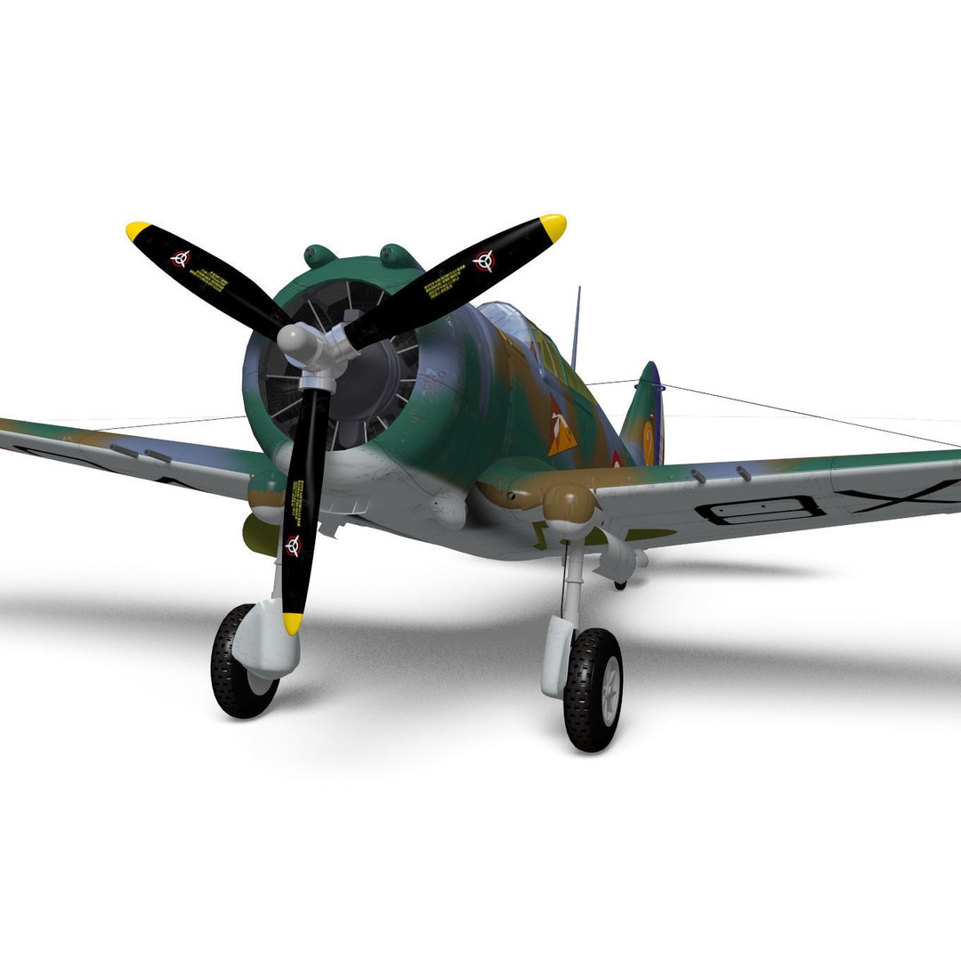 Curtiss-Wright P-36 Hawk 75 A4 3D Model – High Poly Military Aircraft, FBX - View 7