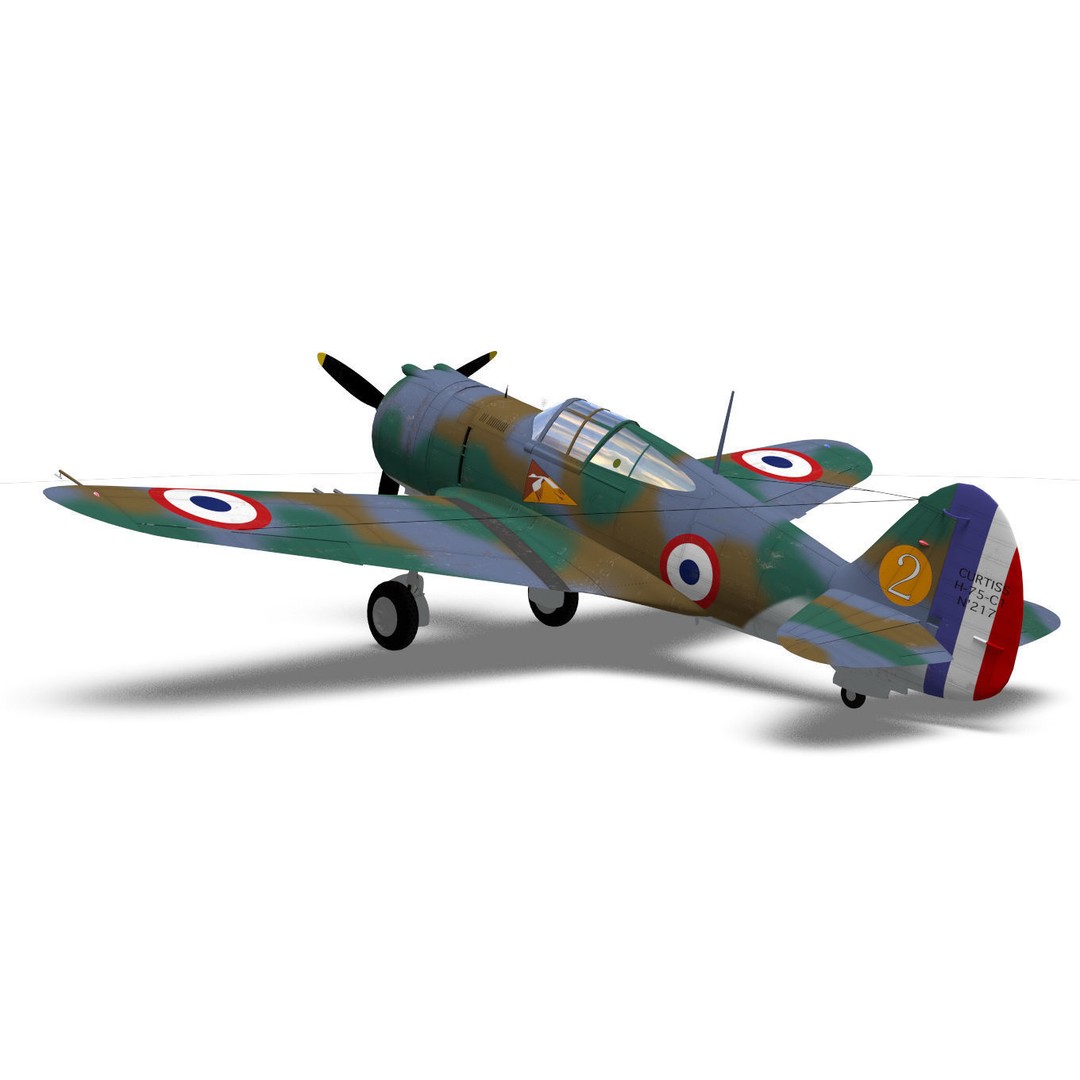 Curtiss-Wright P-36 Hawk 75 A4 3D Model – High Poly Military Aircraft, FBX - View 8