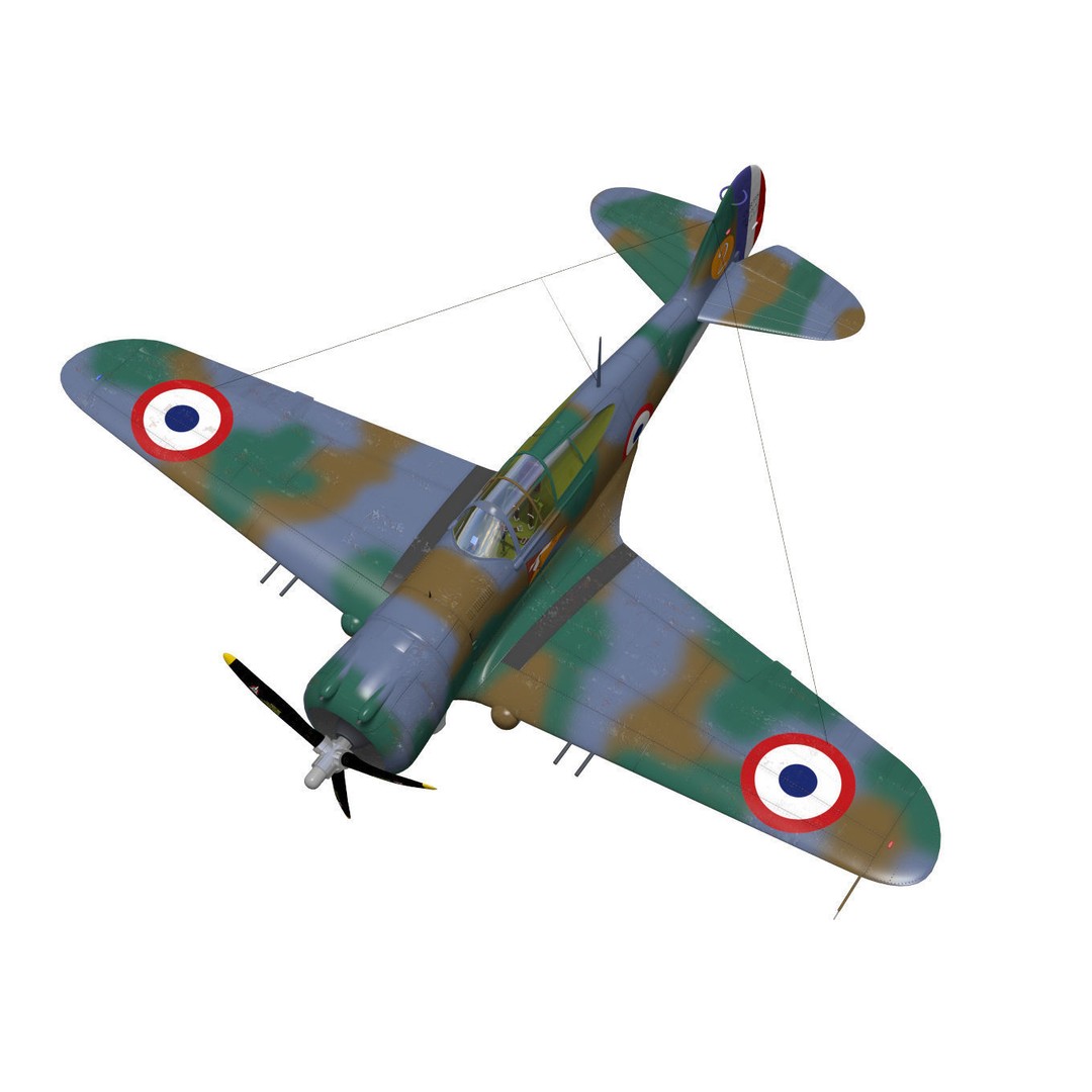 Curtiss-Wright P-36 Hawk 75 A4 3D Model – High Poly Military Aircraft, FBX - View 9