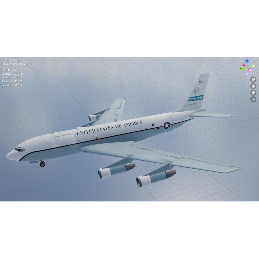 Boeing OC-135B Open Skies 3D Model – Low Poly Game Asset, FBX, OBJ - View 23