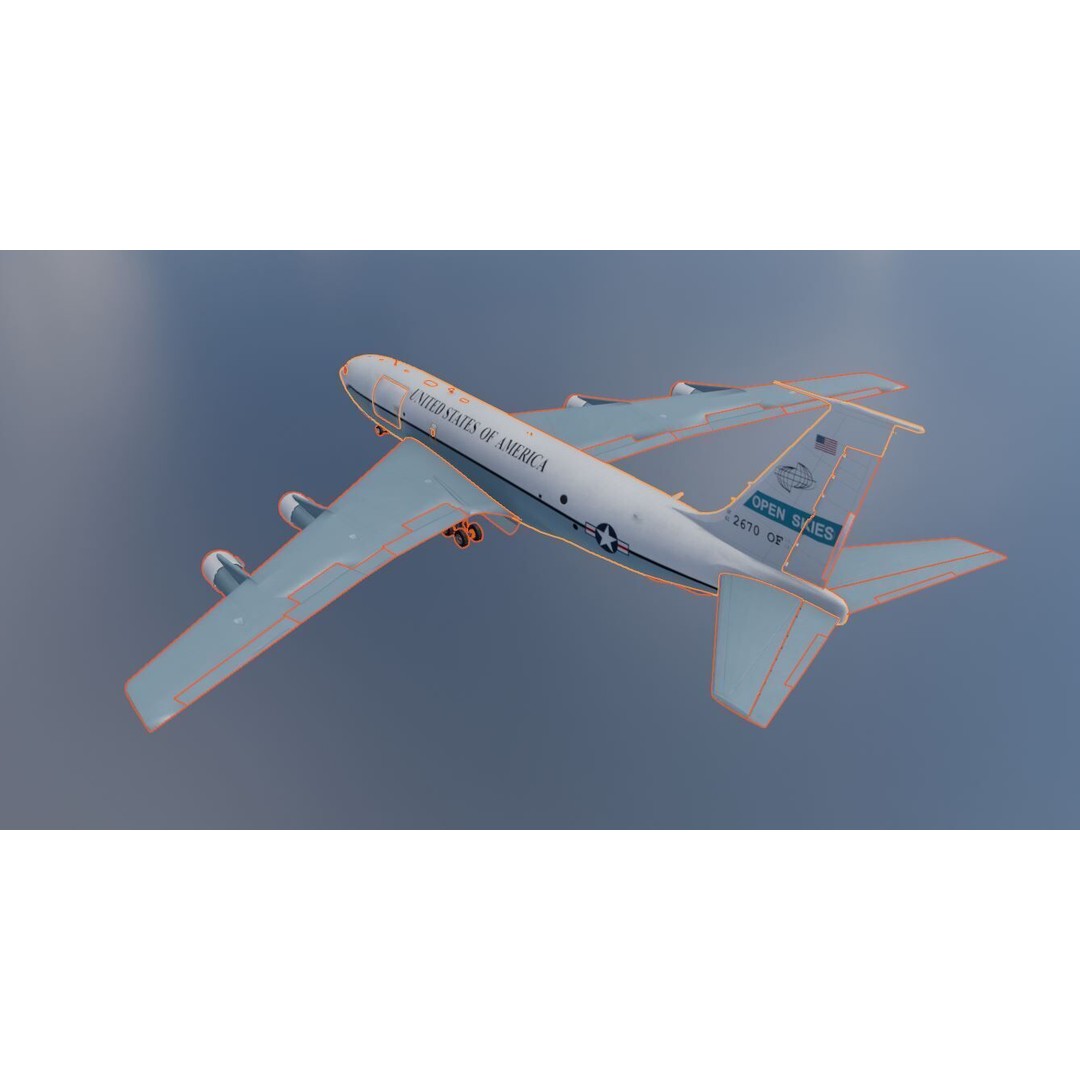 Boeing OC-135B Open Skies 3D Model – Low Poly Game Asset, FBX, OBJ - View 7
