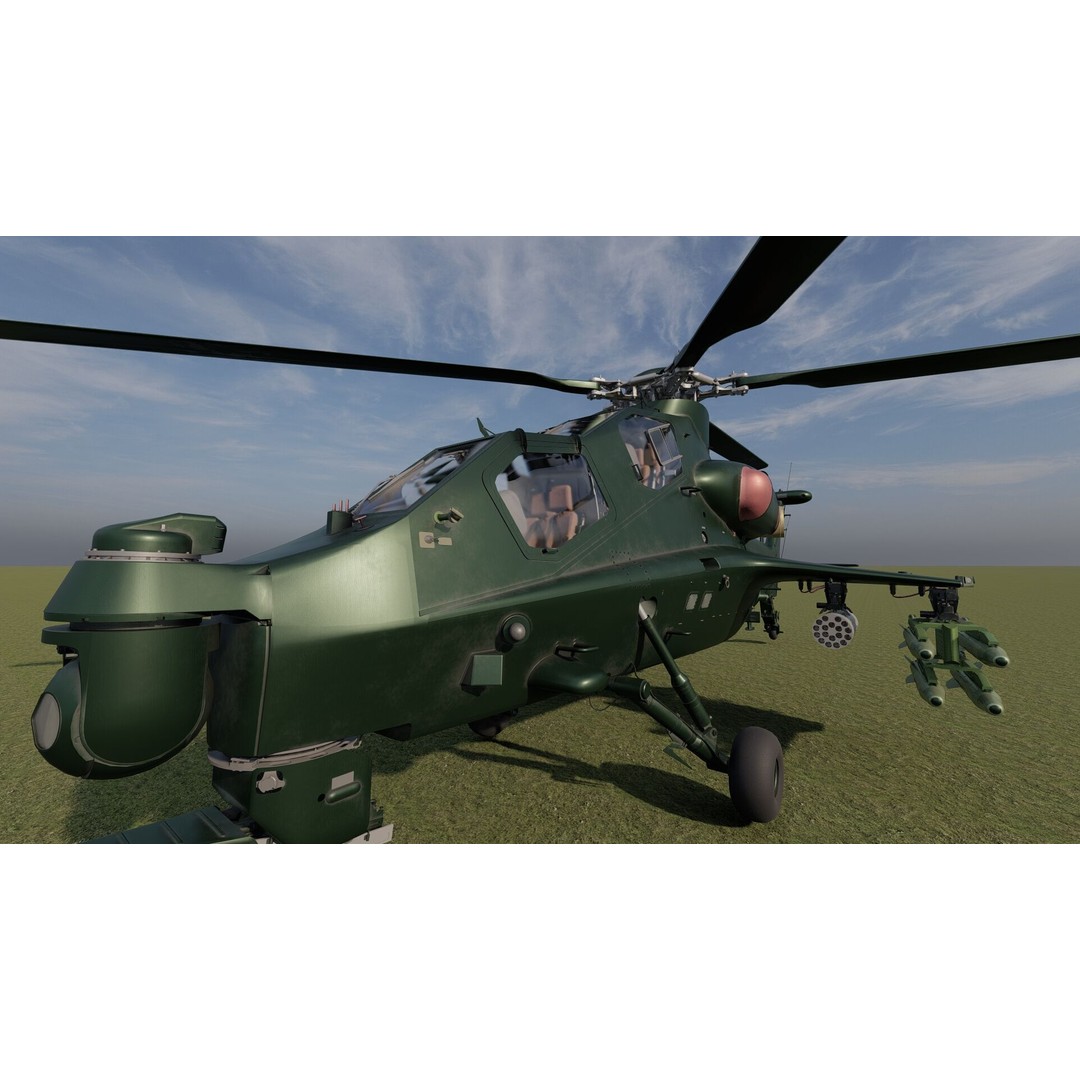 Changhe Z-10 3D Model – Detailed Helicopter Asset, FBX, OBJ - View 17