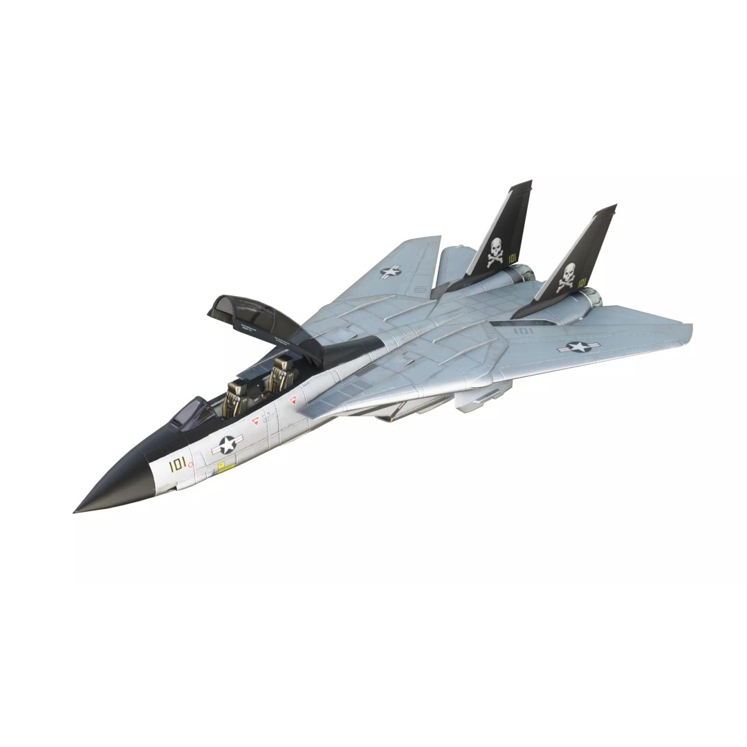 Grumman F-14 Tomcat 3D Model – Low Poly Animated Military Aircraft, FBX - View 2