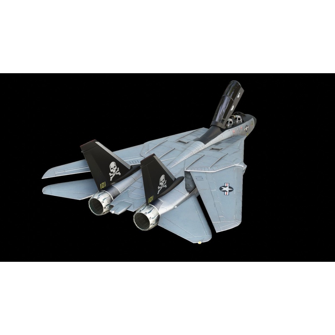 Grumman F-14 Tomcat 3D Model – Low Poly Animated Military Aircraft, FBX - View 3