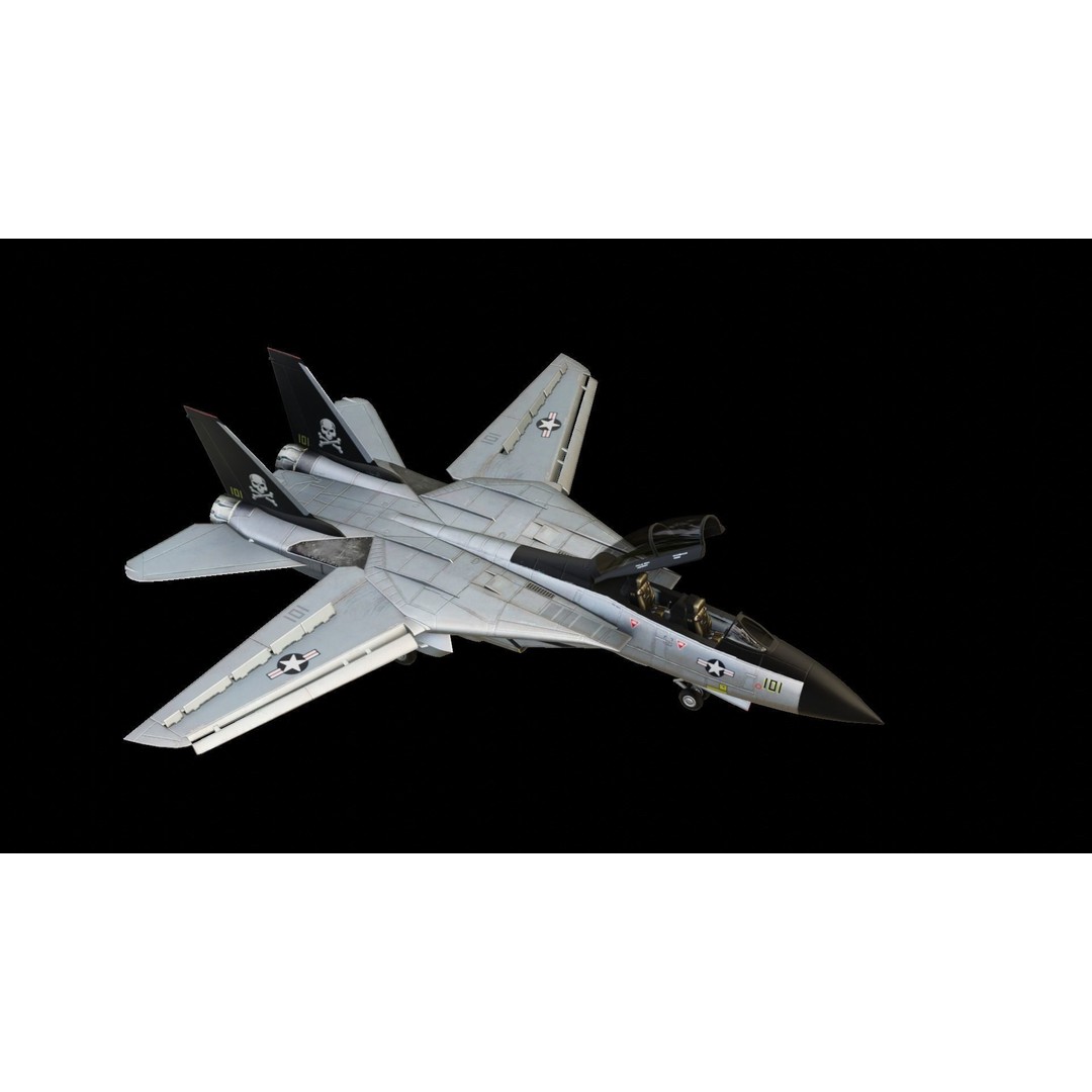 Grumman F-14 Tomcat 3D Model – Low Poly Animated Military Aircraft, FBX - View 4