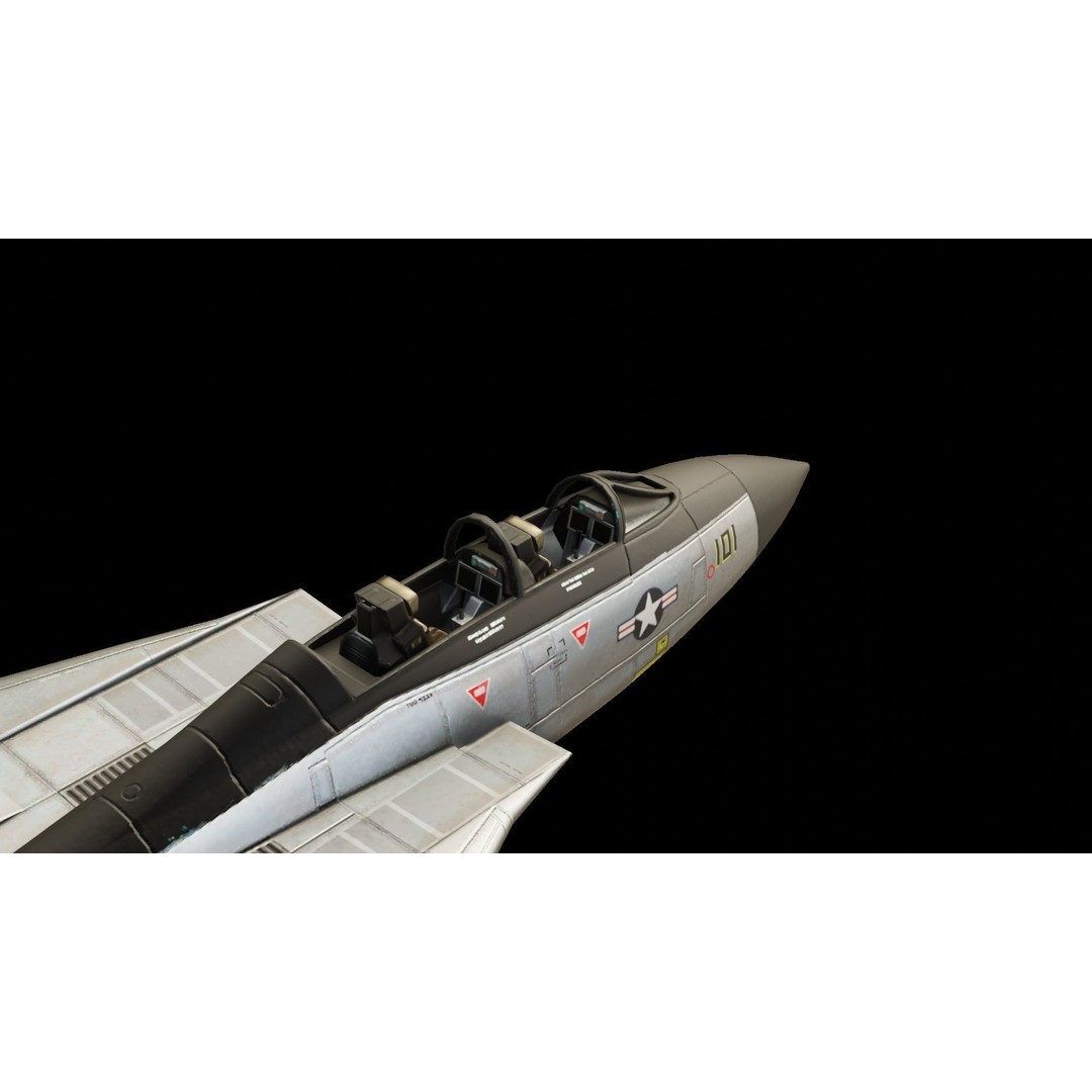 Grumman F-14 Tomcat 3D Model – Low Poly Animated Military Aircraft, FBX - View 7