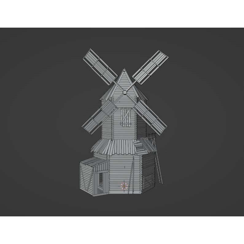 Medieval Windmill 3D Model – Low Poly Game Asset, FBX & OBJ Formats