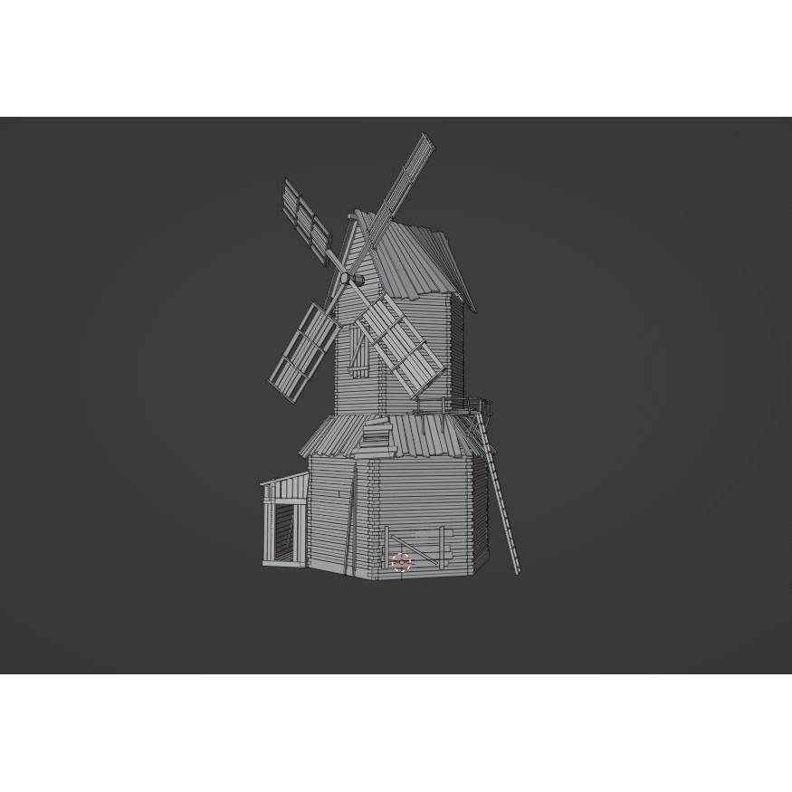 Medieval Windmill 3D Model – Low Poly Game Asset, FBX & OBJ Formats - View 10