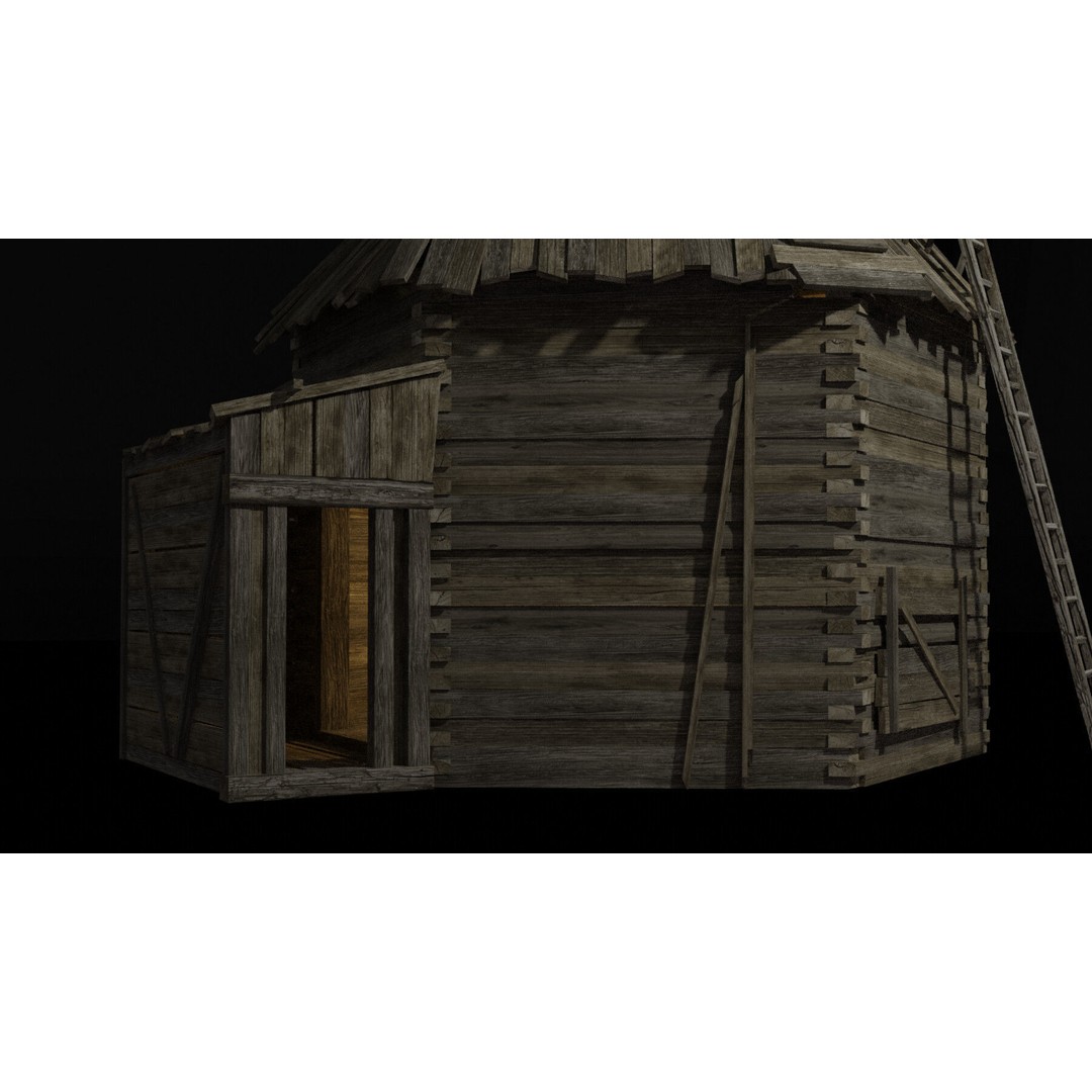 Medieval Windmill 3D Model – Low Poly Game Asset, FBX & OBJ Formats - View 6
