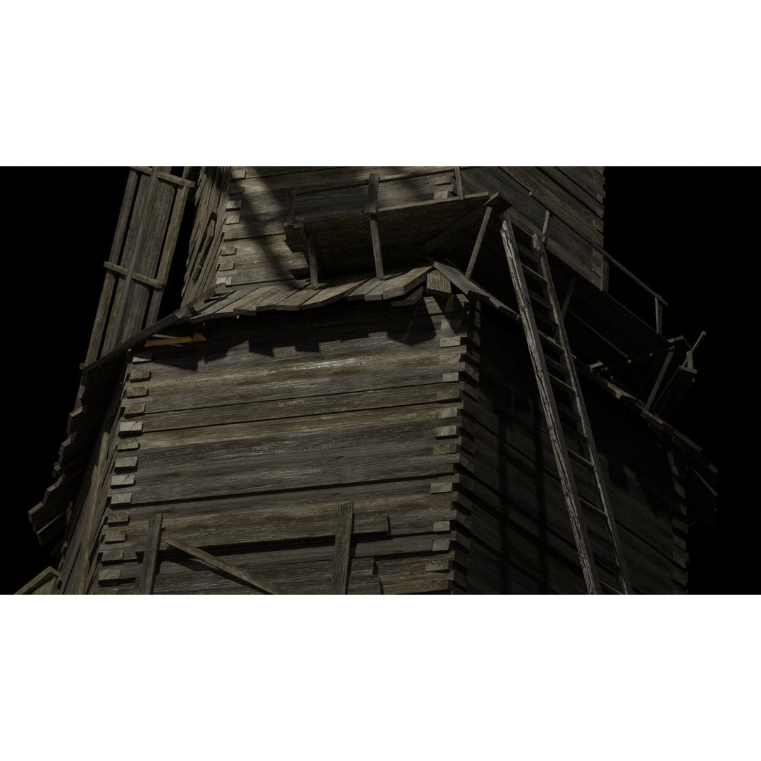 Medieval Windmill 3D Model – Low Poly Game Asset, FBX & OBJ Formats - View 7