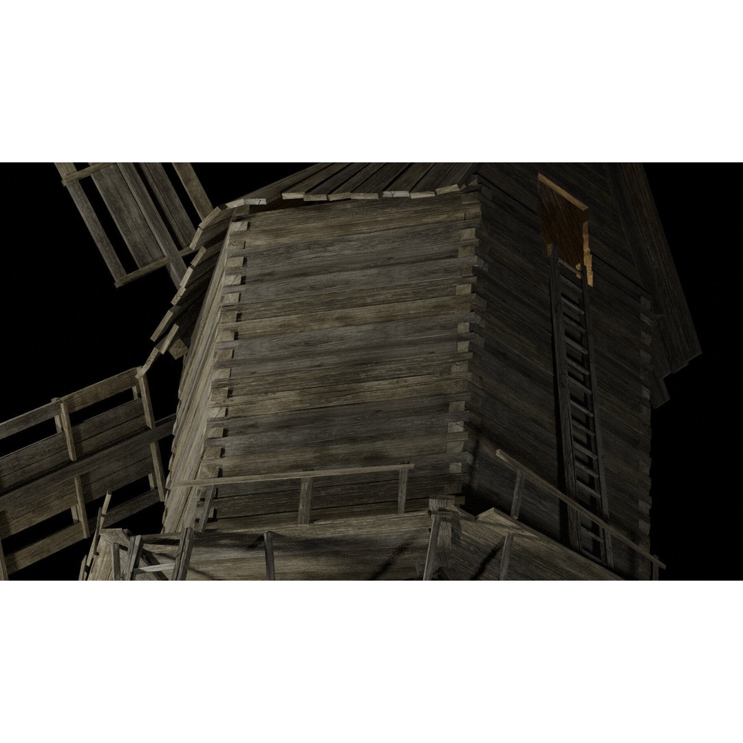 Medieval Windmill 3D Model – Low Poly Game Asset, FBX & OBJ Formats - View 8
