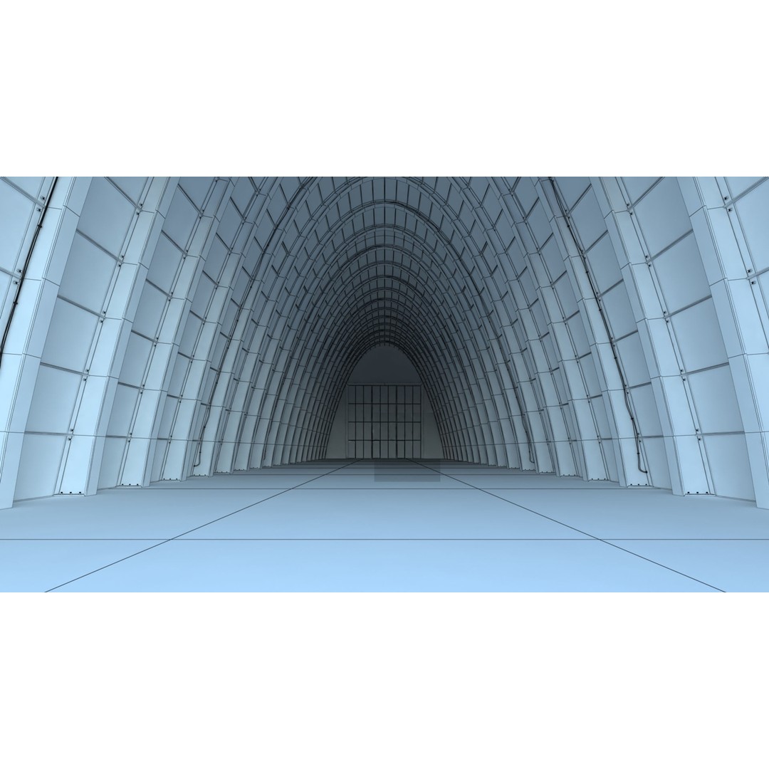 Tall Hangar 3D Model – Detailed Industrial Structure, FBX & OBJ - View 10