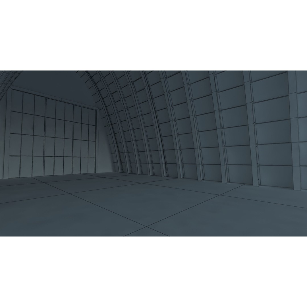 Tall Hangar 3D Model – Detailed Industrial Structure, FBX & OBJ - View 12