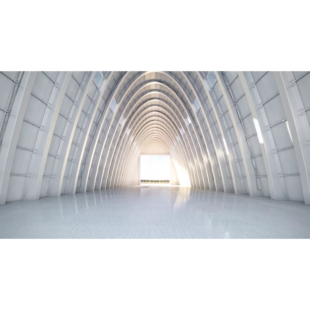 Tall Hangar 3D Model – Detailed Industrial Structure, FBX & OBJ - View 2