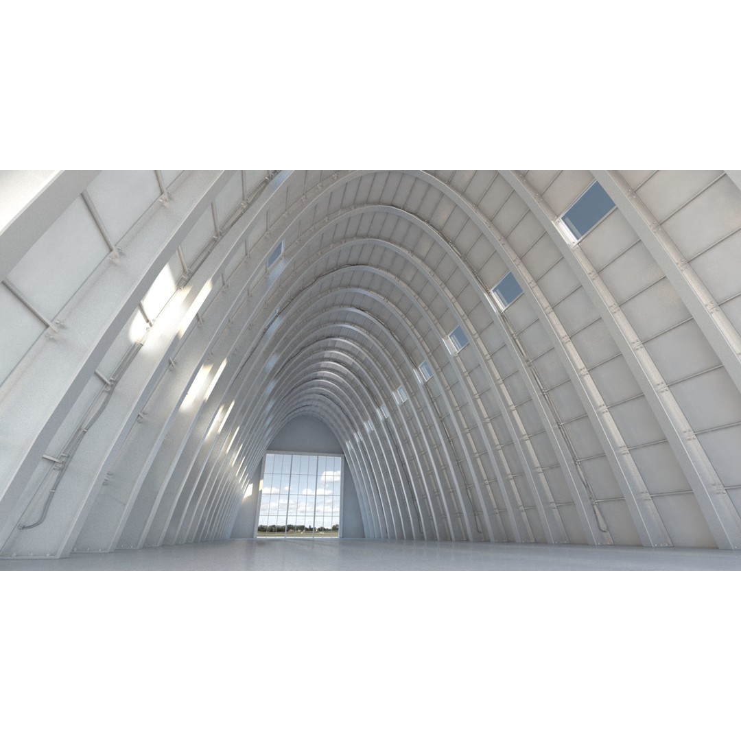 Tall Hangar 3D Model – Detailed Industrial Structure, FBX & OBJ - View 5