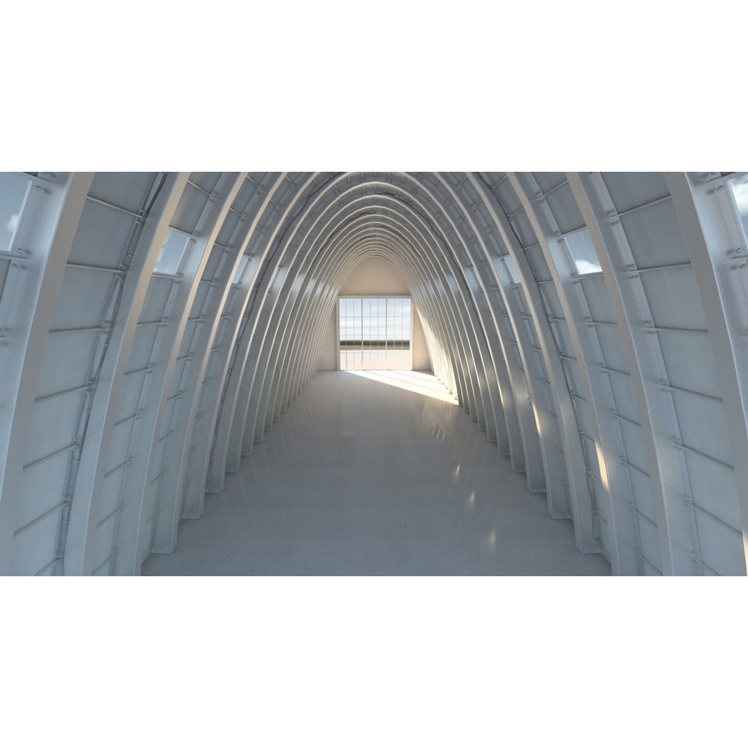 Tall Hangar 3D Model – Detailed Industrial Structure, FBX & OBJ - View 6