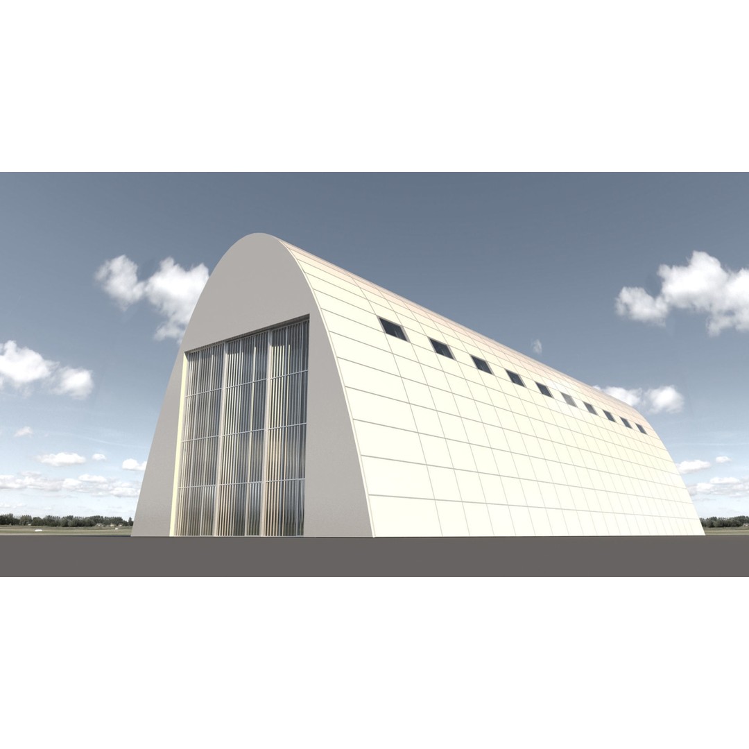 Tall Hangar 3D Model – Detailed Industrial Structure, FBX & OBJ - View 8