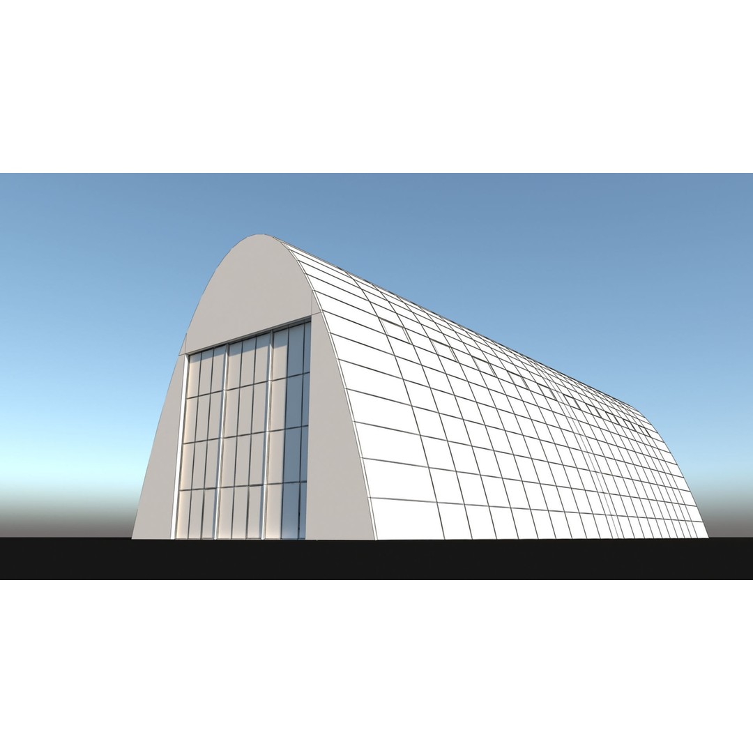 Tall Hangar 3D Model – Detailed Industrial Structure, FBX & OBJ - View 9