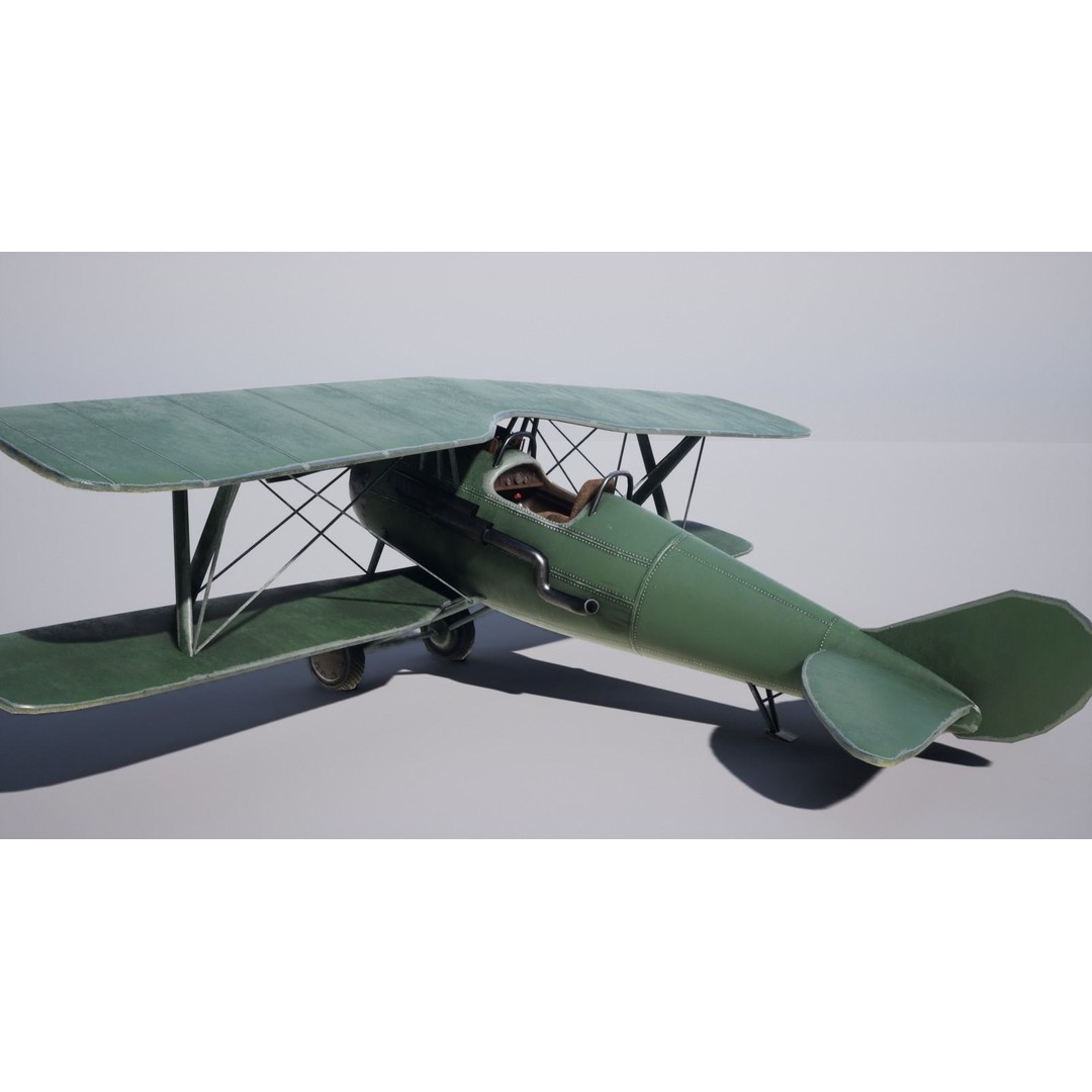 Military Biplane 3D Model – Low Poly Game Asset, PBR Textures, FBX - View 4