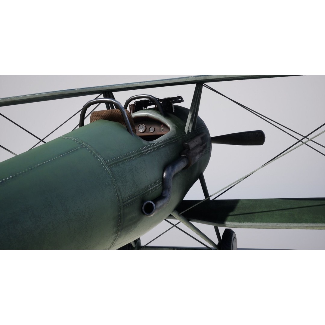 Military Biplane 3D Model – Low Poly Game Asset, PBR Textures, FBX - View 5
