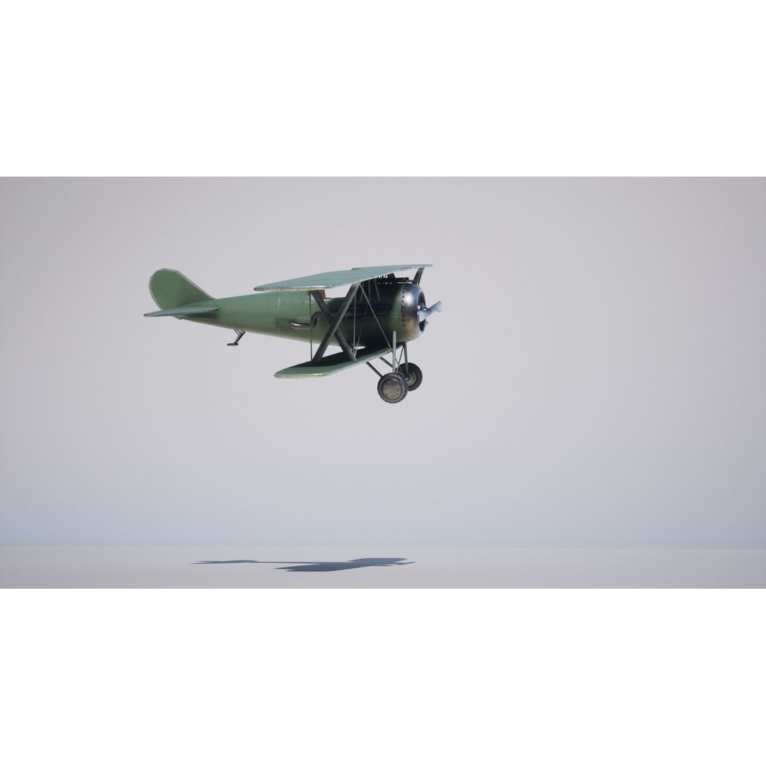 Military Biplane 3D Model – Low Poly Game Asset, PBR Textures, FBX - View 6