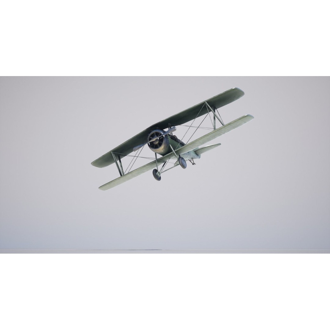 Military Biplane 3D Model – Low Poly Game Asset, PBR Textures, FBX - View 7