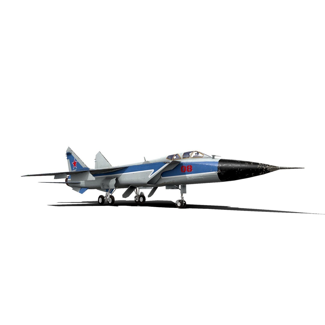 Mikoyan MiG-31 3D Model – Low Poly Game Ready Fighter Jet, FBX, OBJ - View 3