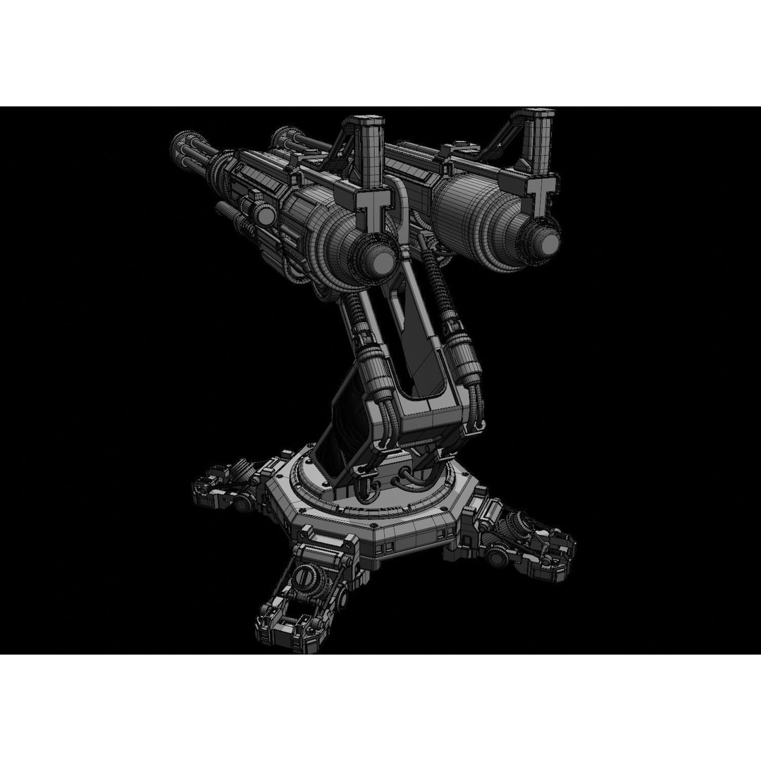 Sci-fi Turret 3D Model – High Poly Game Asset, FBX, OBJ, Blender