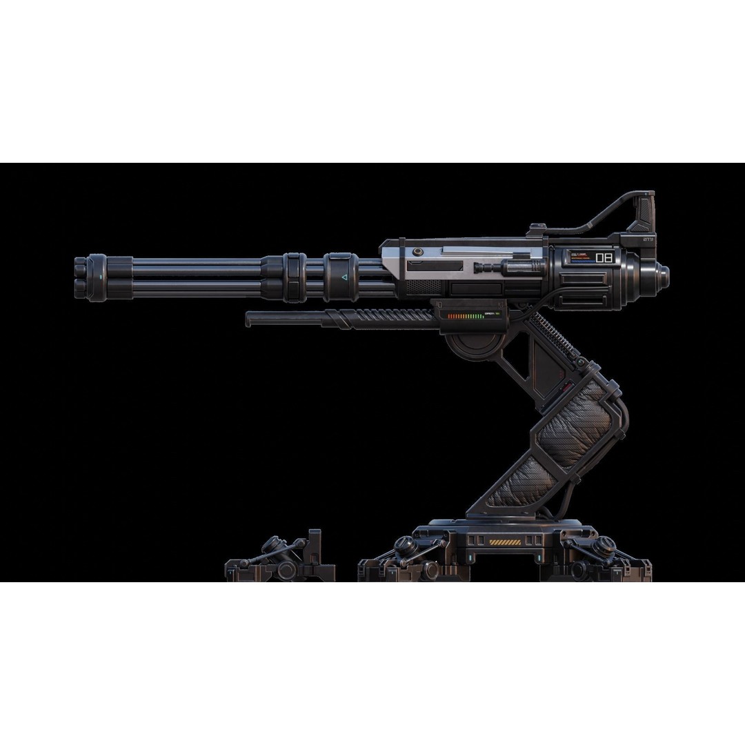 Sci-fi Turret 3D Model – High Poly Game Asset, FBX, OBJ, Blender - View 13