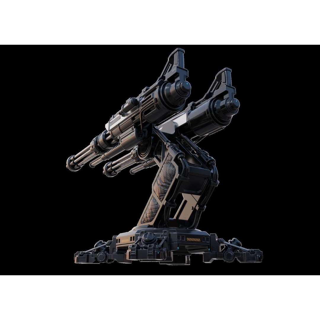 Sci-fi Turret 3D Model – High Poly Game Asset, FBX, OBJ, Blender - View 15