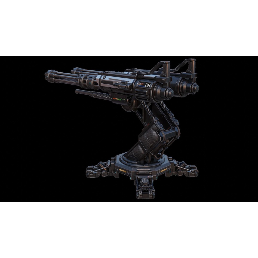 Sci-fi Turret 3D Model – High Poly Game Asset, FBX, OBJ, Blender - View 16