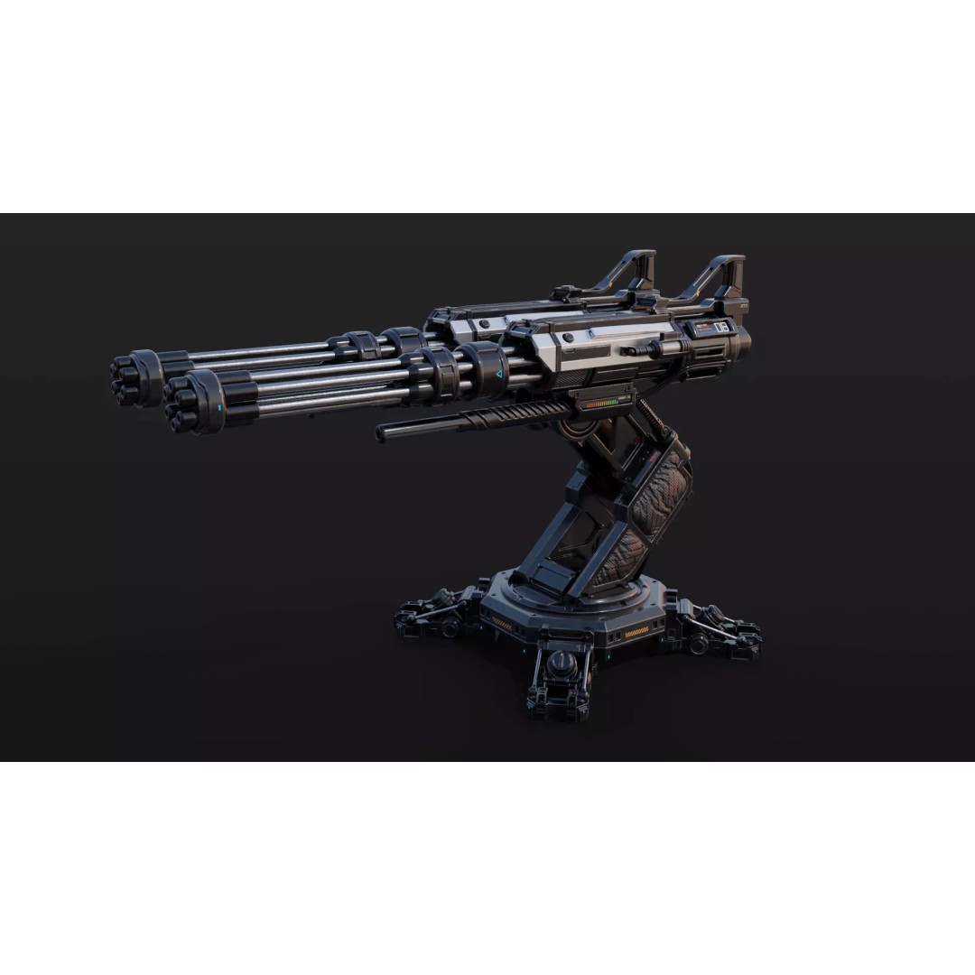 Sci-fi Turret 3D Model – High Poly Game Asset, FBX, OBJ, Blender - View 2