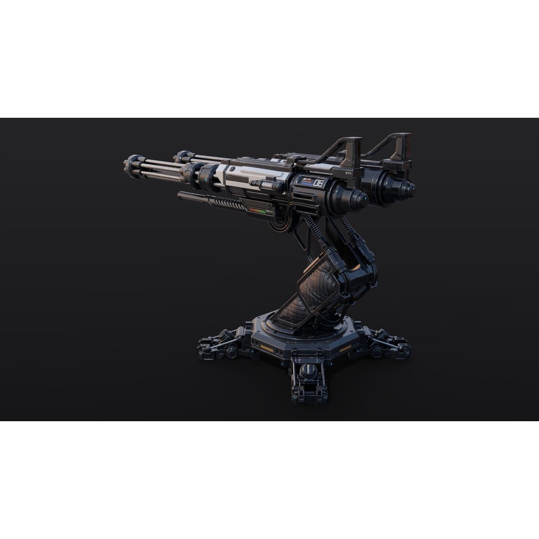 Sci-fi Turret 3D Model – High Poly Game Asset, FBX, OBJ, Blender - View 3