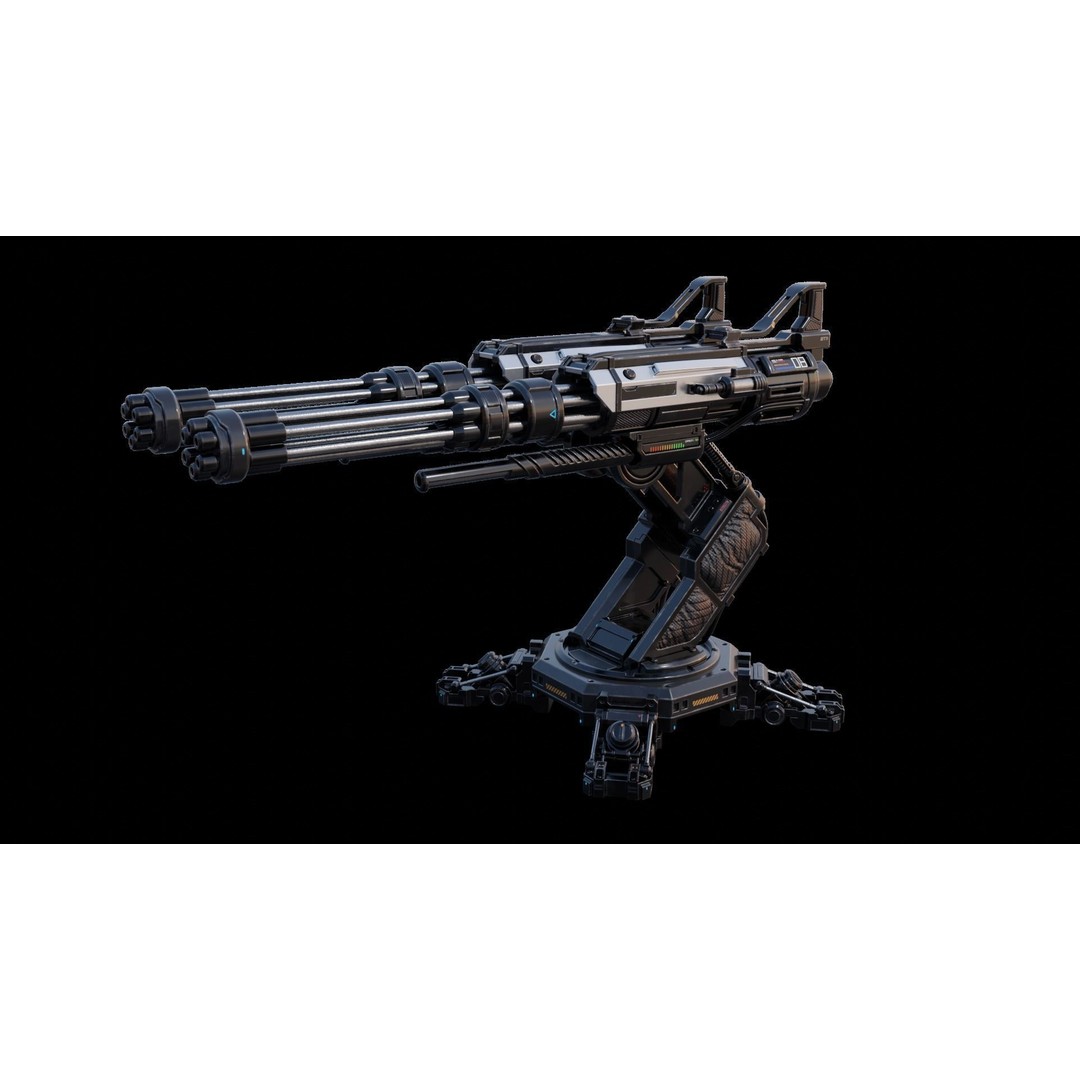 Sci-fi Turret 3D Model – High Poly Game Asset, FBX, OBJ, Blender - View 5